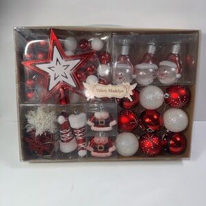 Valery Madelyn Christmas Tree Decorations Set- ornaments. 70ct red & white